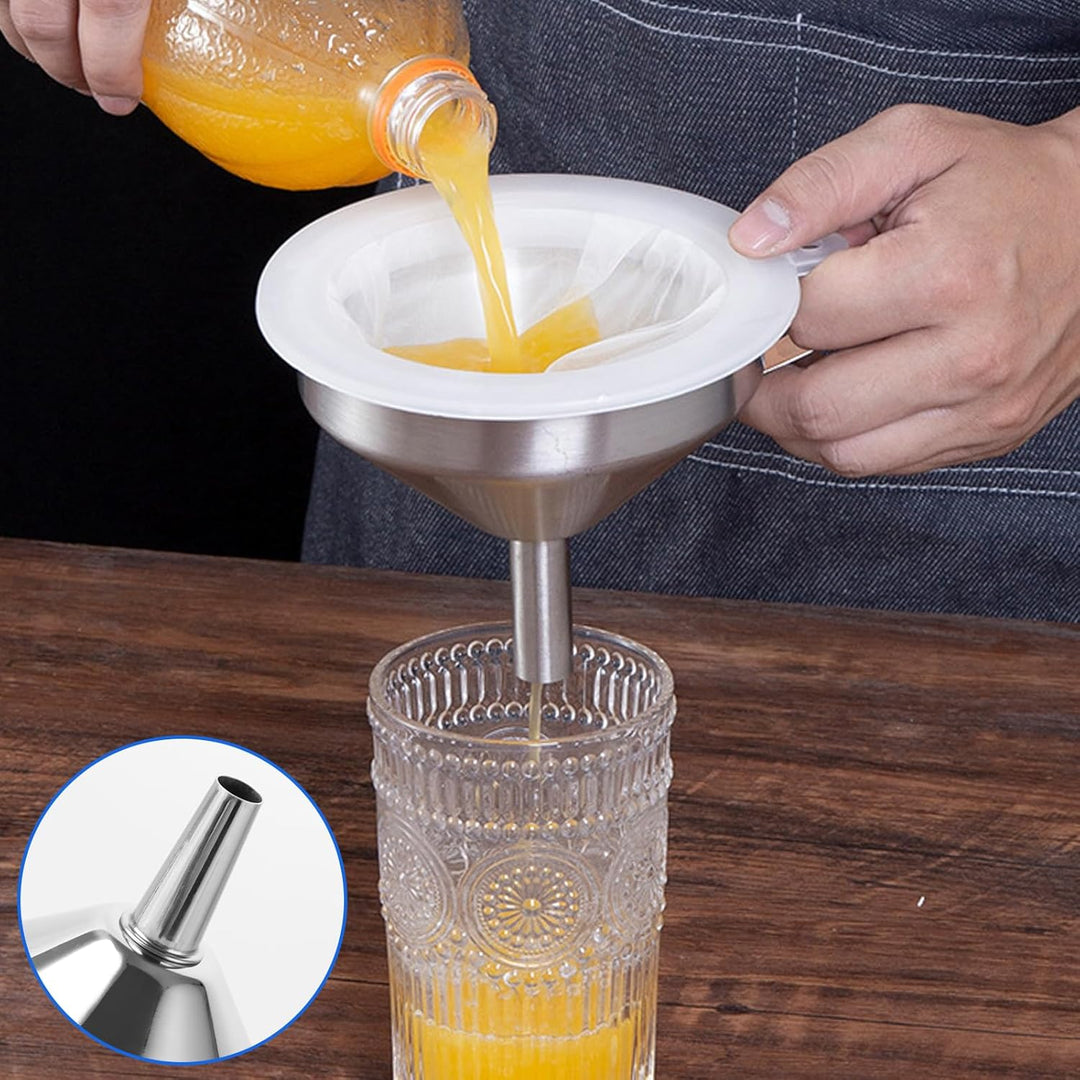 SHUESS 2 Edelstahl Trichter Set zum Übertragen Flüssigkeit, Speiseölen, Marmelade, Trichter Set 13cm