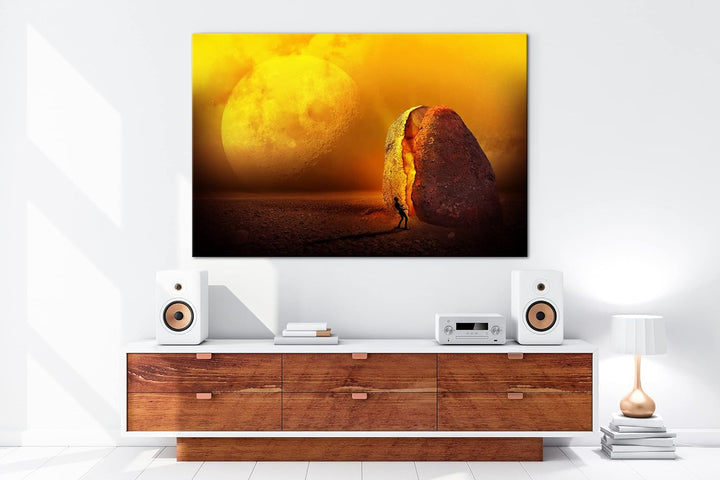 unbekannte Planeten Oberfläche Format: 80x60 als Leinwandbild, Motiv fertig gerahmt auf Echtholzrahm