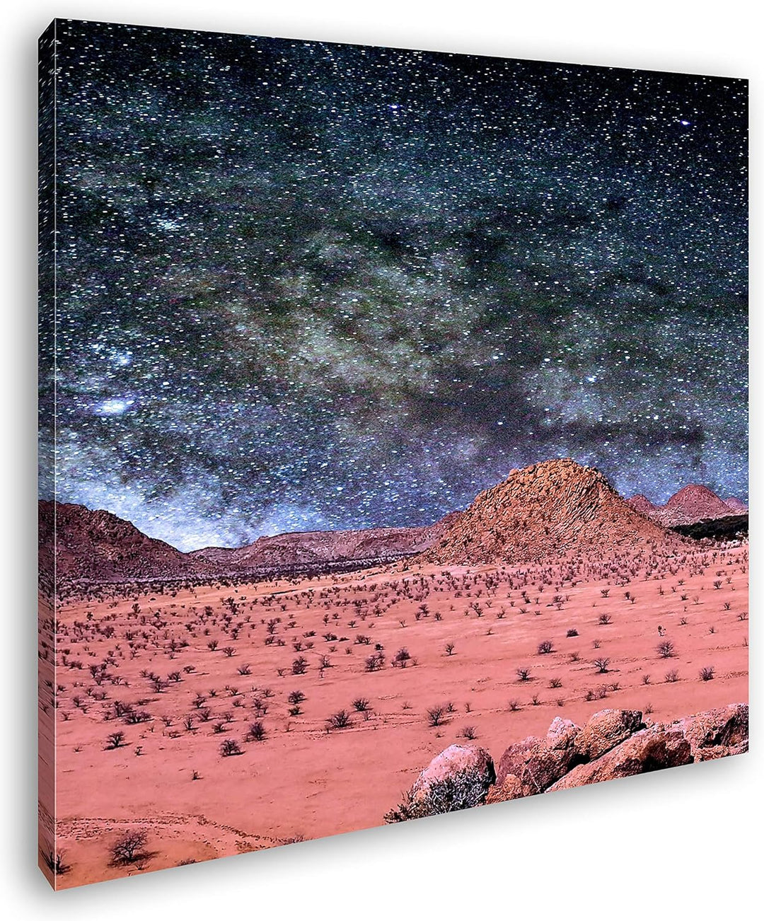 deyoli Afrikalandschaft unter Sternen Format: 70x70 als Leinwand, Motiv fertig gerahmt auf Echtholzr