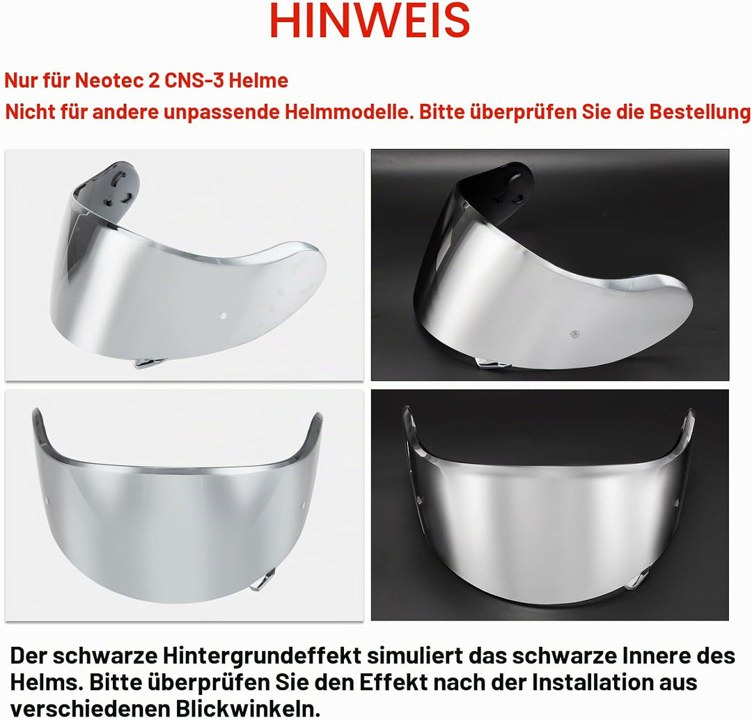 PSLER Helm Visier für Neotec 2 - Verspiegelt Helmvisier für Shoei Neotec 2 CNS-3 Getöntes Visier Mot