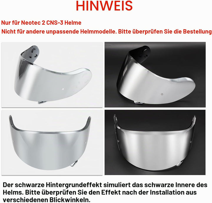 PSLER Helm Visier für Neotec 2 - Verspiegelt Helmvisier für Shoei Neotec 2 CNS-3 Getöntes Visier Mot