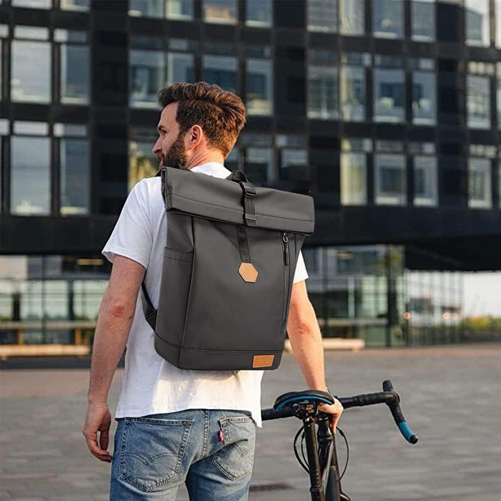BANGE Rolltop-Rucksack Grosse Kapazität Casual Rucksack Laptop Rucksack Quadratische Reiten Wasserdi