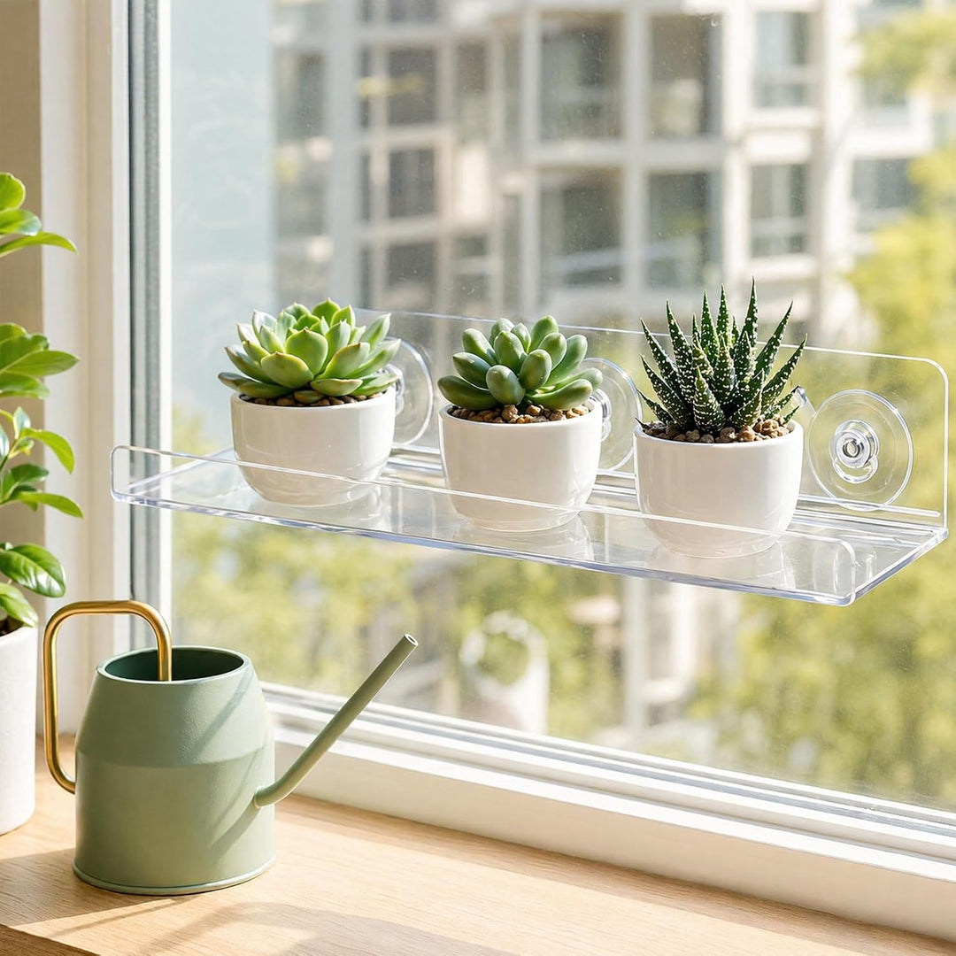 Fenster Pflanzenregale, 3 Stück Saugnapf Regal Für Pflanzen Fenster 30 cm, Fensterwand-Pflanzenständ