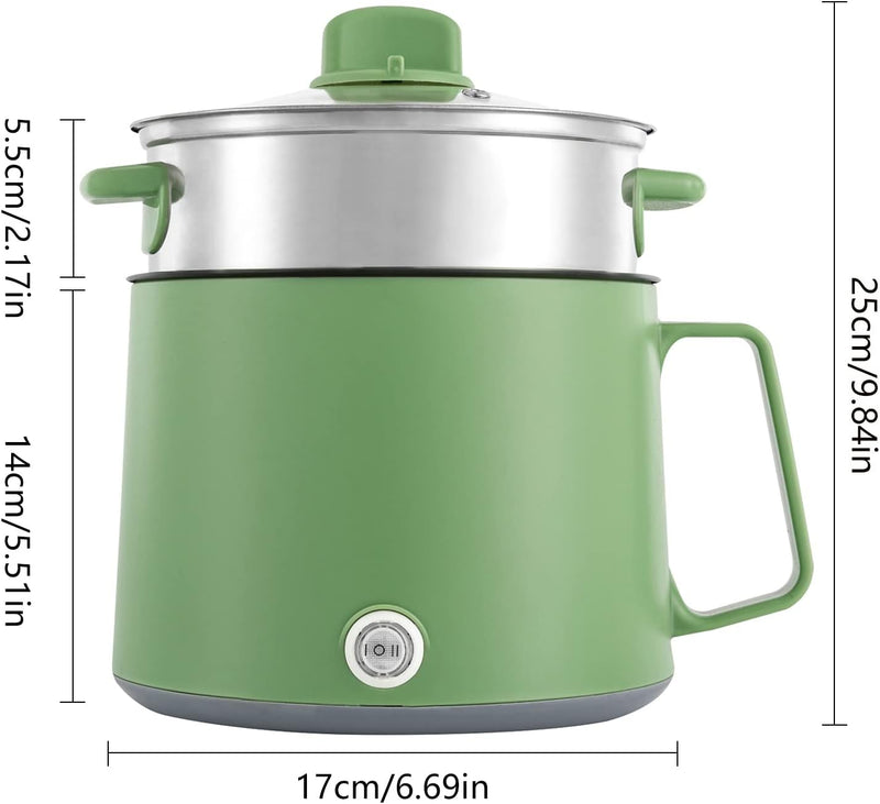 SABUIDDS 1.7L Elektrischer Hot Pot Topf, Multifunktions Elektro Kochtopf mit Warmhaltefunktion Tragb