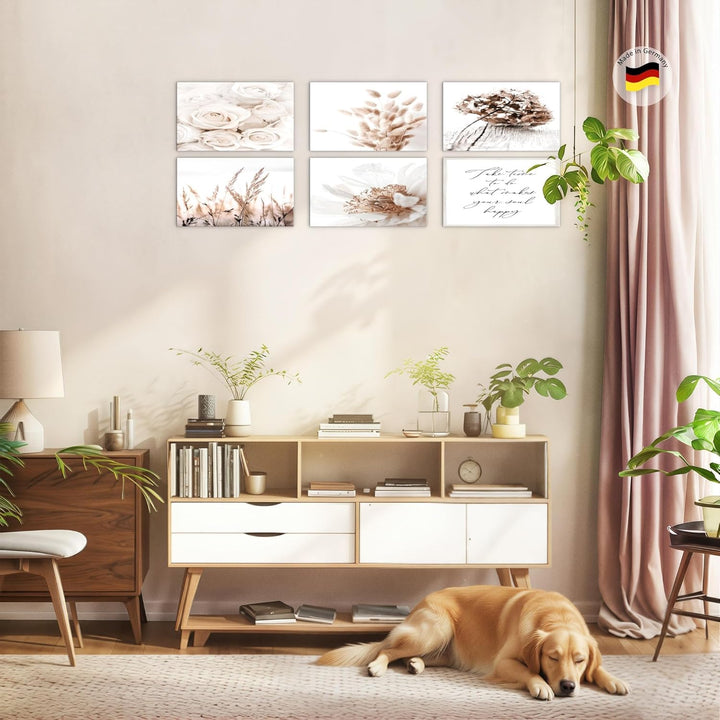 Novart Set Wandbilder - KEIN EXTRA RAHMEN BENÖTIGT - Wohnzimmer Schlafzimmer - Bilder Modern Boho Bl