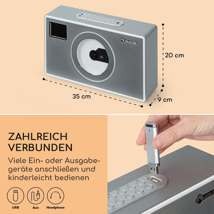 Auna Radio für Küche & Bad, DAB Radio mit CD Player zur Wandmontage, DAB Plus mit Bluetooth, DAB/DAB