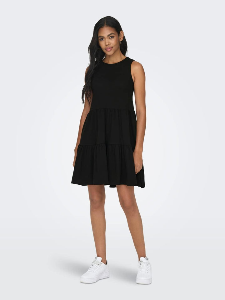 ONLY Female Kleid Normal geschnitten Rundhals Langes Kleid XXL Schwarz, XXL Schwarz