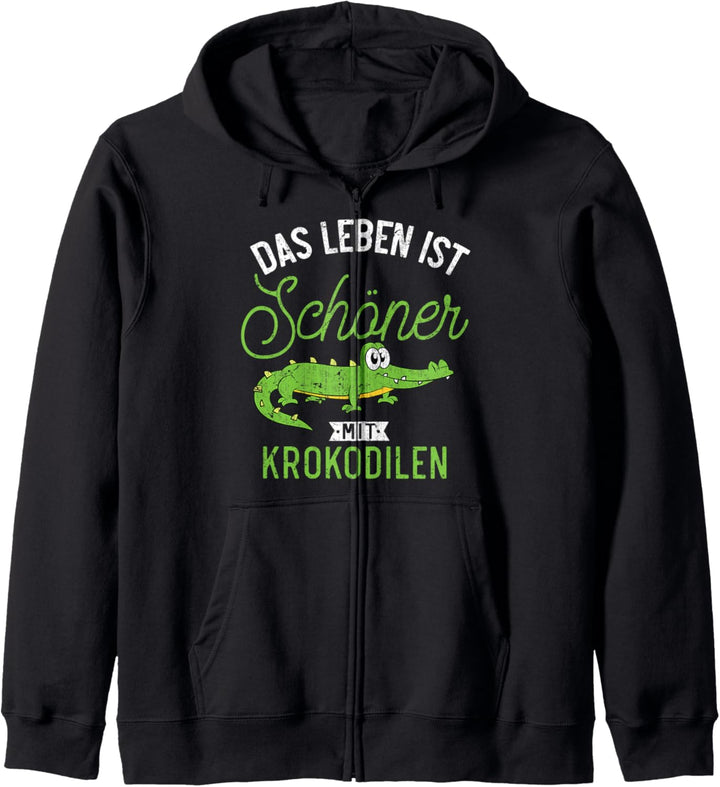Das Leben ist schöner mit Krokodilen Zoo Tier Krokodil Kapuzenjacke