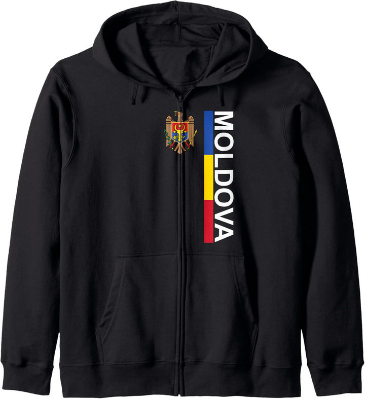 Moldovan Flagge links mit Emblem von Moldawien Kapuzenjacke