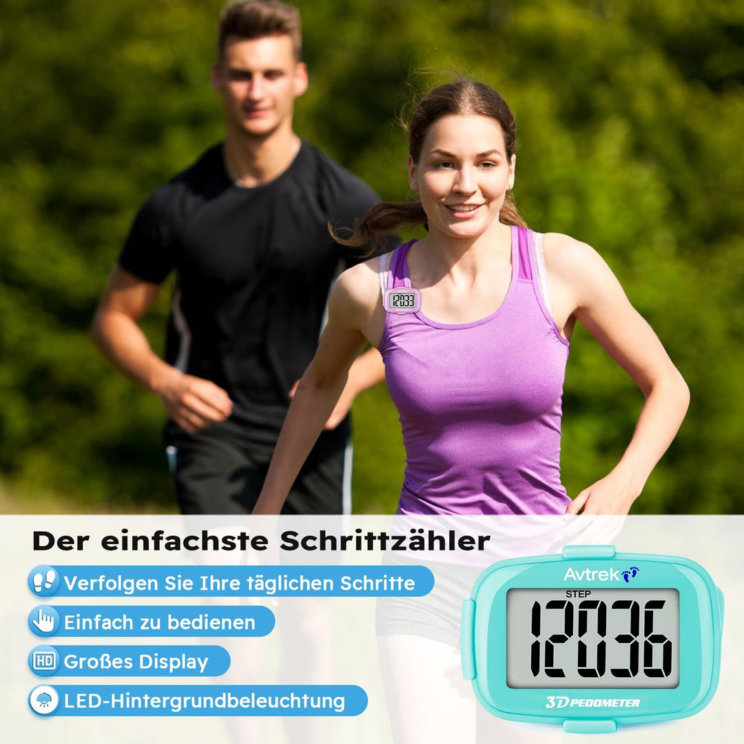AVTREK Präziser 3D-Schrittzähler Mini-Schrittzähler für Walking oder Laufen im Freien Wanderaktivitä