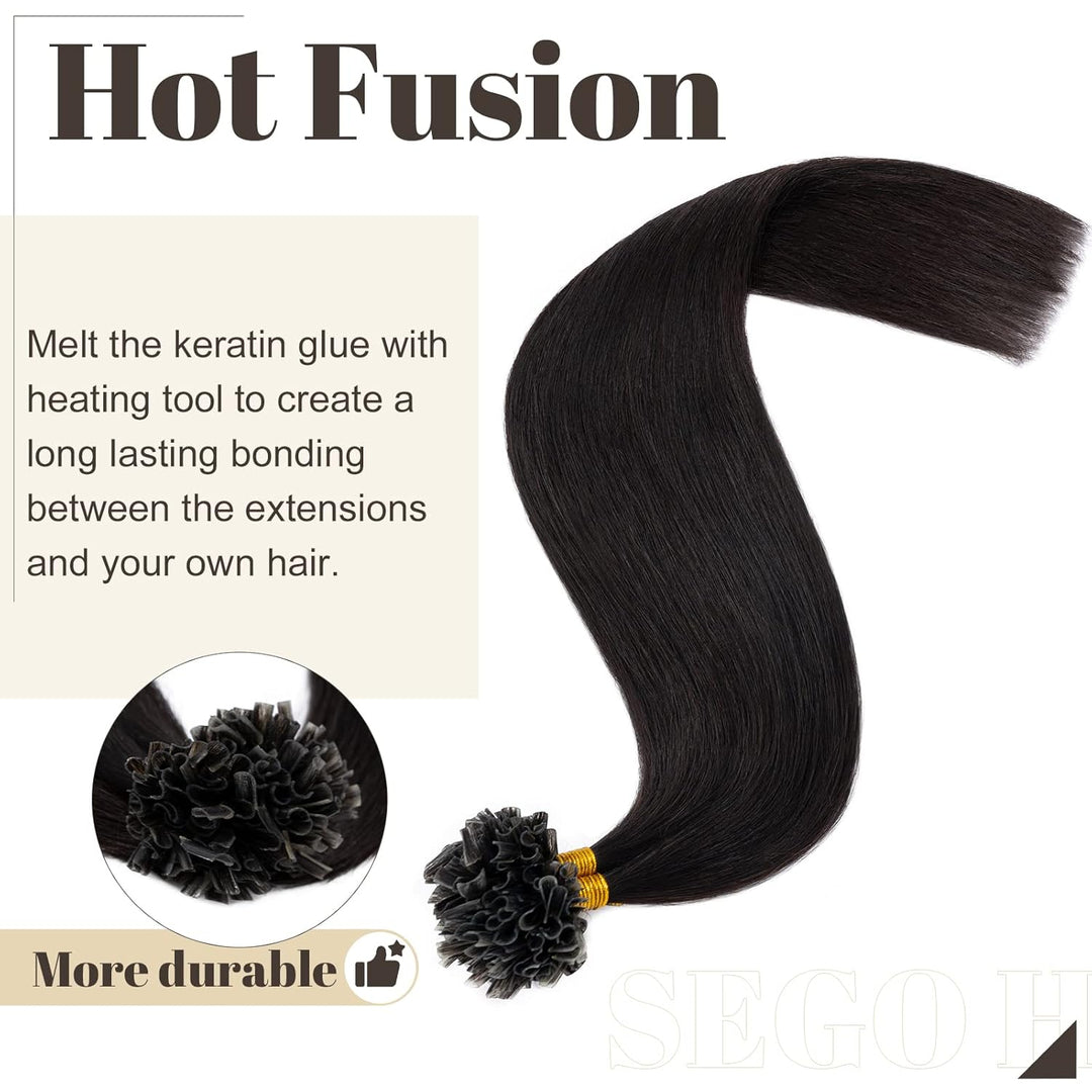 SEGO Bondings Extensions Echthaar 100 Strähnen 0,5G/Strähnen Keratin U-Tip Remy Human Hair Haarverlä