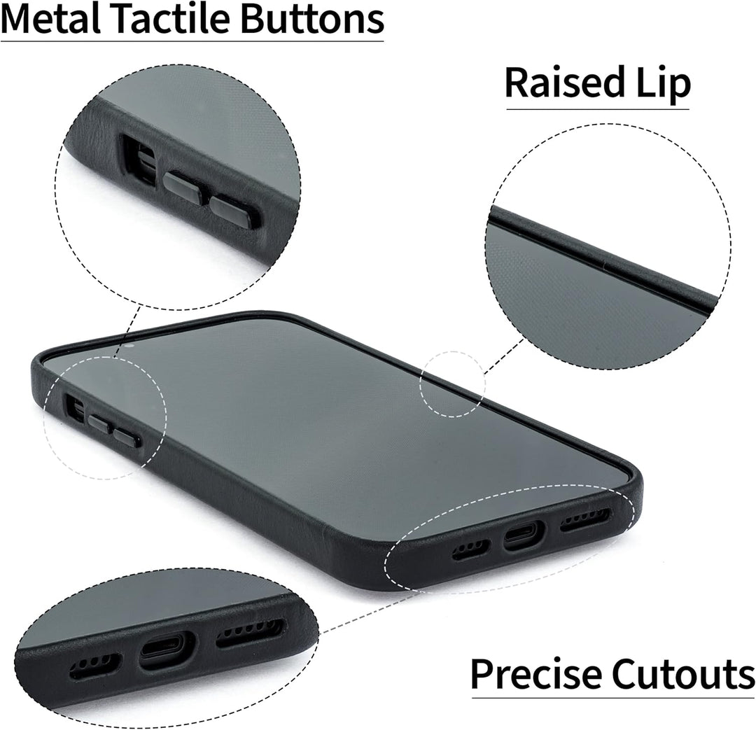 Dockem Echtleder Kartenetui für iPhone 14 Pro mit Kartenfachen und Integrierter Metallplatte zur Mag