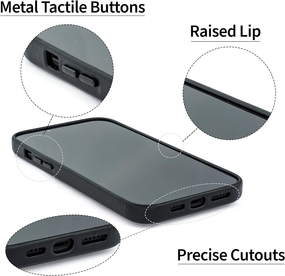 Dockem Echtleder Kartenetui für iPhone 14 Plus mit Kartenfachen und Integrierter Metallplatte zur Ma