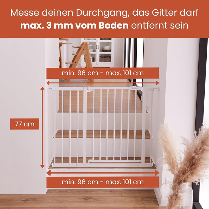 Hauck Clear Step Autoclose 2 + 21cm Verlängerung, Weiss - Kinderschutzgitter Hundegitter Verstellbar