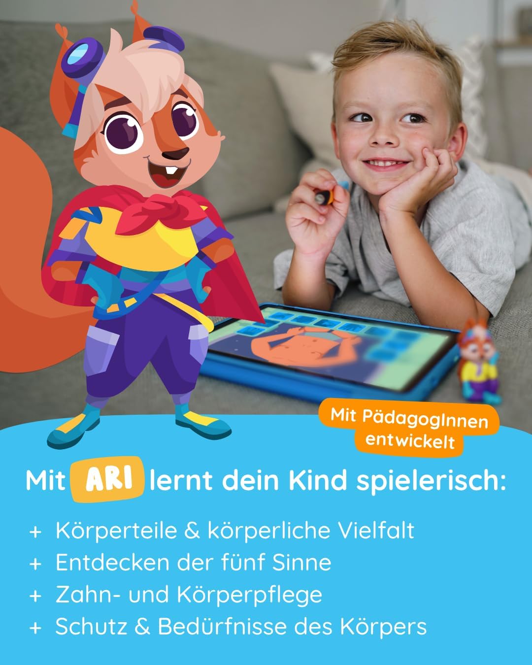 Edurino Figur Ari Meine Körperteile ab 4 Jahren inkl. App | Die Körperteile | Die fünf Sinne | Hygie