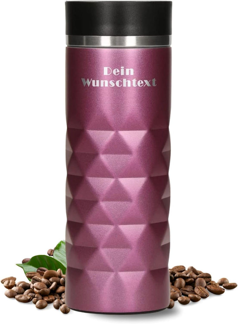 Edelstahl Thermobecher personalisiert – 100% auslaufsicherer & thermoisolierter Kaffeebecher – 450 m