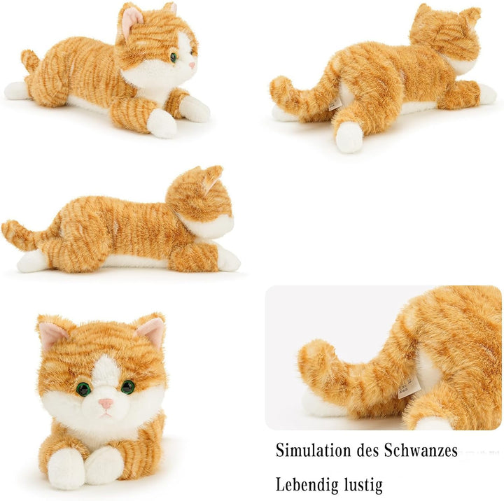 Kuscheltier Katze, Liegend Katzen Plüschtier, Kätzchen Stofftier Spielzeug, Kuschelkissen Geschenk f