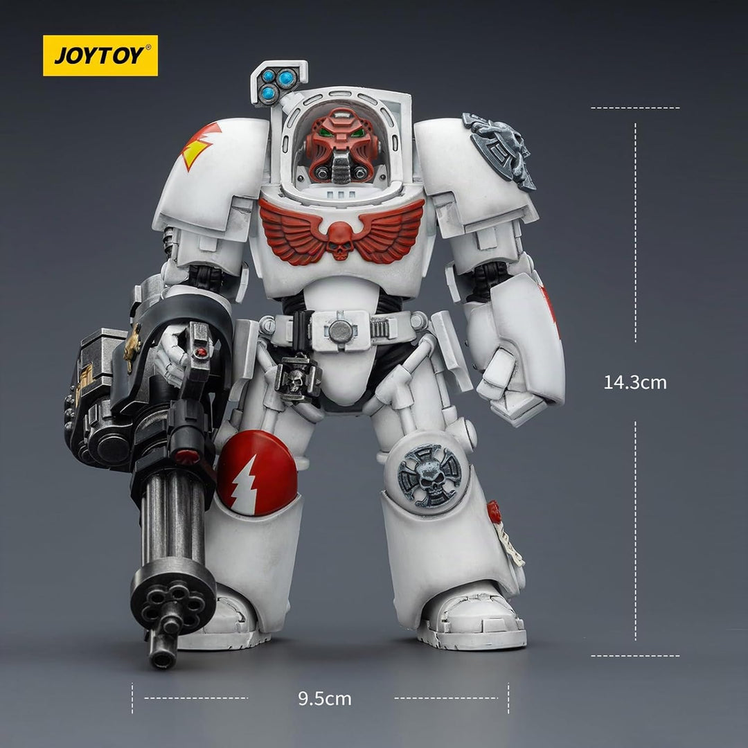 JOYTOY Warhammer 40K White Scars Terminator 3 with Power Fist and Assault Cannon 1/18 Action Figur，S