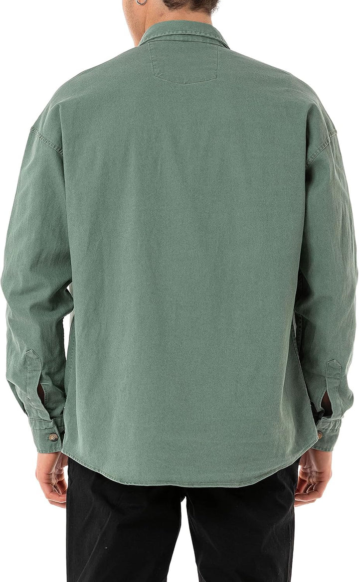 Red Bridge Herren Hemd Jeanshemd Premium Denim Oversized Wide Cut S Khaki, S Khaki