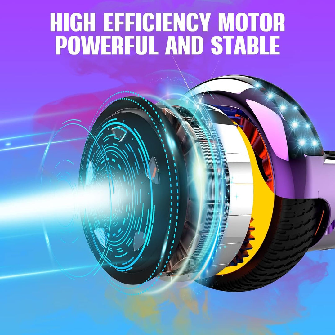GeekMe Hoverboards 6.5”Zweimotoren 2-Rad-Hoverboards Hoverboards mit LED-Leuchten Bluetooth purple,