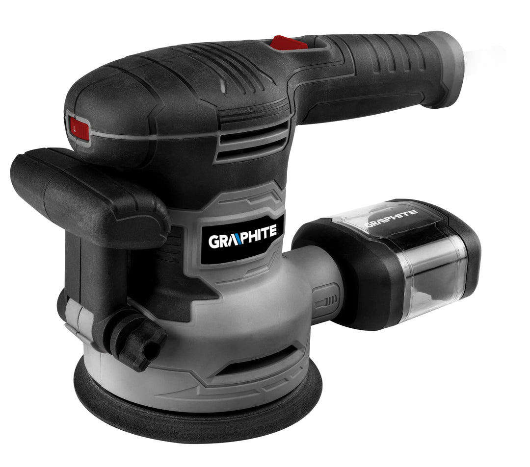 GRAPHITE Exzenterschleifer 450W, Teller 125/150 mm, Sockel 125/150 mm; Staubabsaugung; rutschfester
