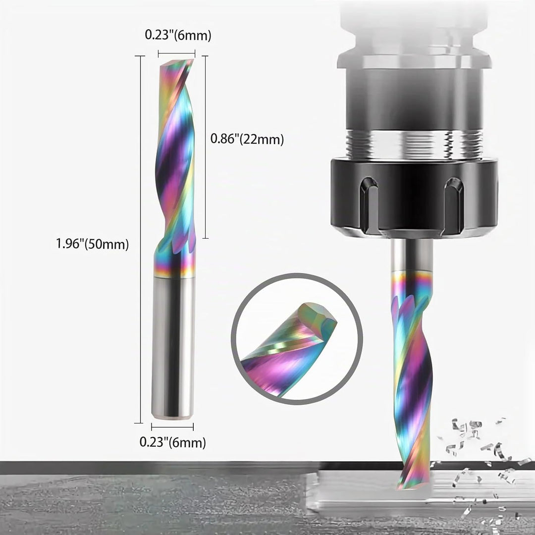 CNC-Fräser mit einer Nut für Aluminium, 6mm Schaft Einzelflöte Schaftfräser Spiralfräser Bit VHM mit
