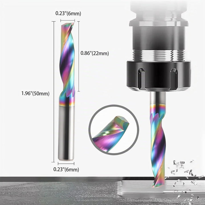 CNC-Fräser mit einer Nut für Aluminium, 6mm Schaft Einzelflöte Schaftfräser Spiralfräser Bit VHM mit