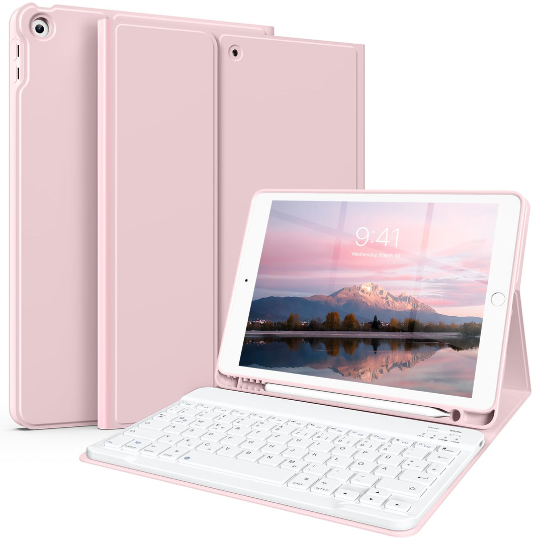 Tastatur Hülle für iPad 10.2 Zoll (9./8./7. Generation - 2021/2020/2019), Soft TPU Rückseite Gehäuse
