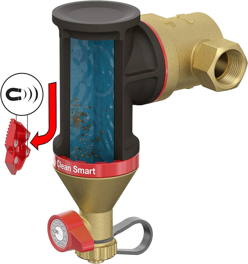 Flamco Clean Smart G 1" F Magnet Schlammabscheider aus Messing für Heizungs- und Kühlungsanlagen - 3