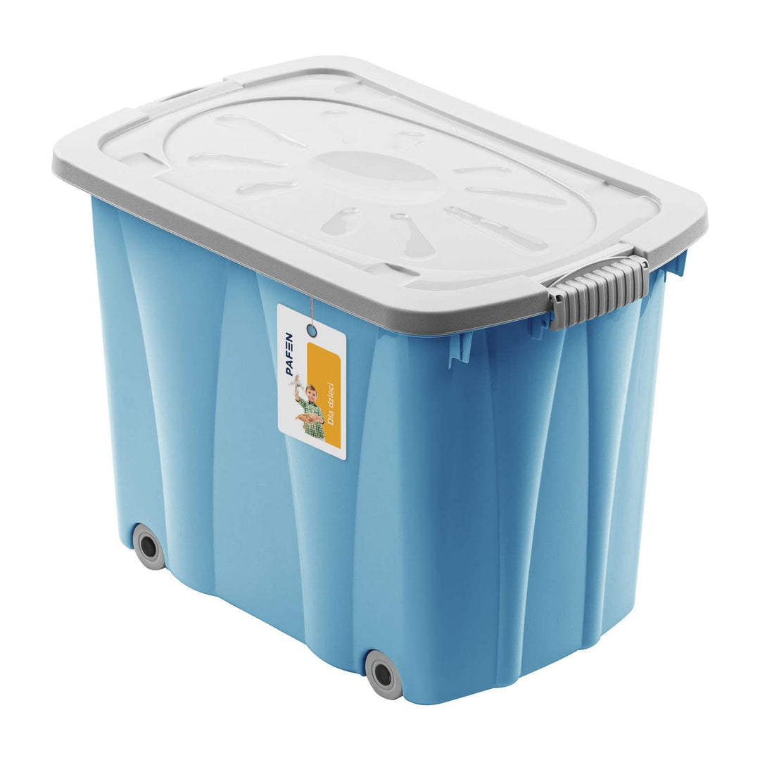 PAFEN Piraten Spielzeugkiste 62l mit Rollen - Schatzkiste 58 x 42 x 37,5cm - Spielzeugbehälter mit D