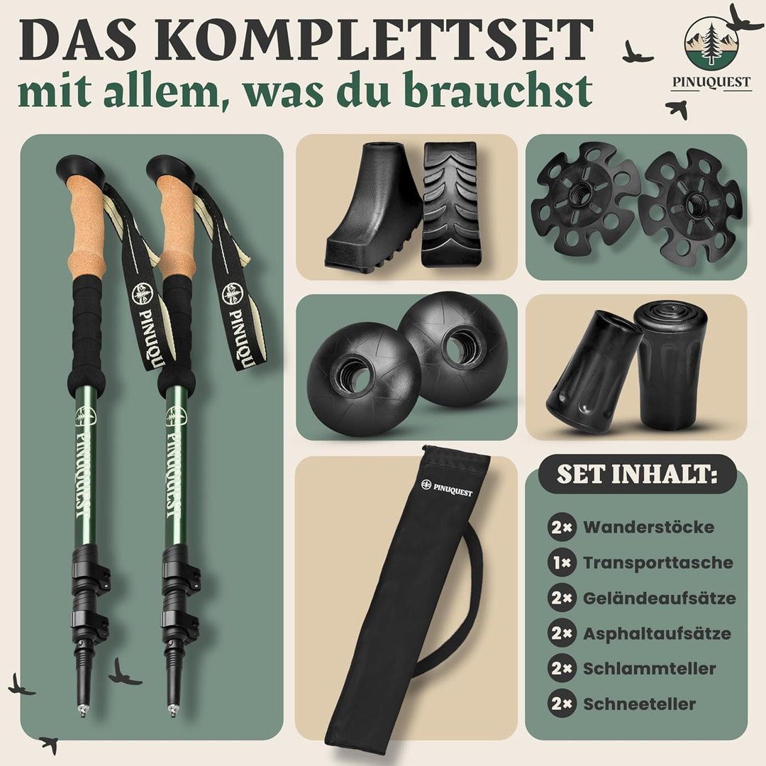 Wanderstöcke Teleskop – Ultraleicht Aluminium oder Carbon – Trekkingstöcke mit Korkgriff – Nordic Wa