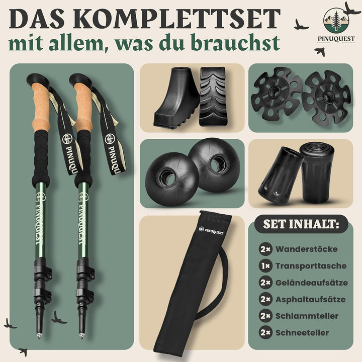 Wanderstöcke Teleskop – Ultraleicht Aluminium oder Carbon – Trekkingstöcke mit Korkgriff – Nordic Wa