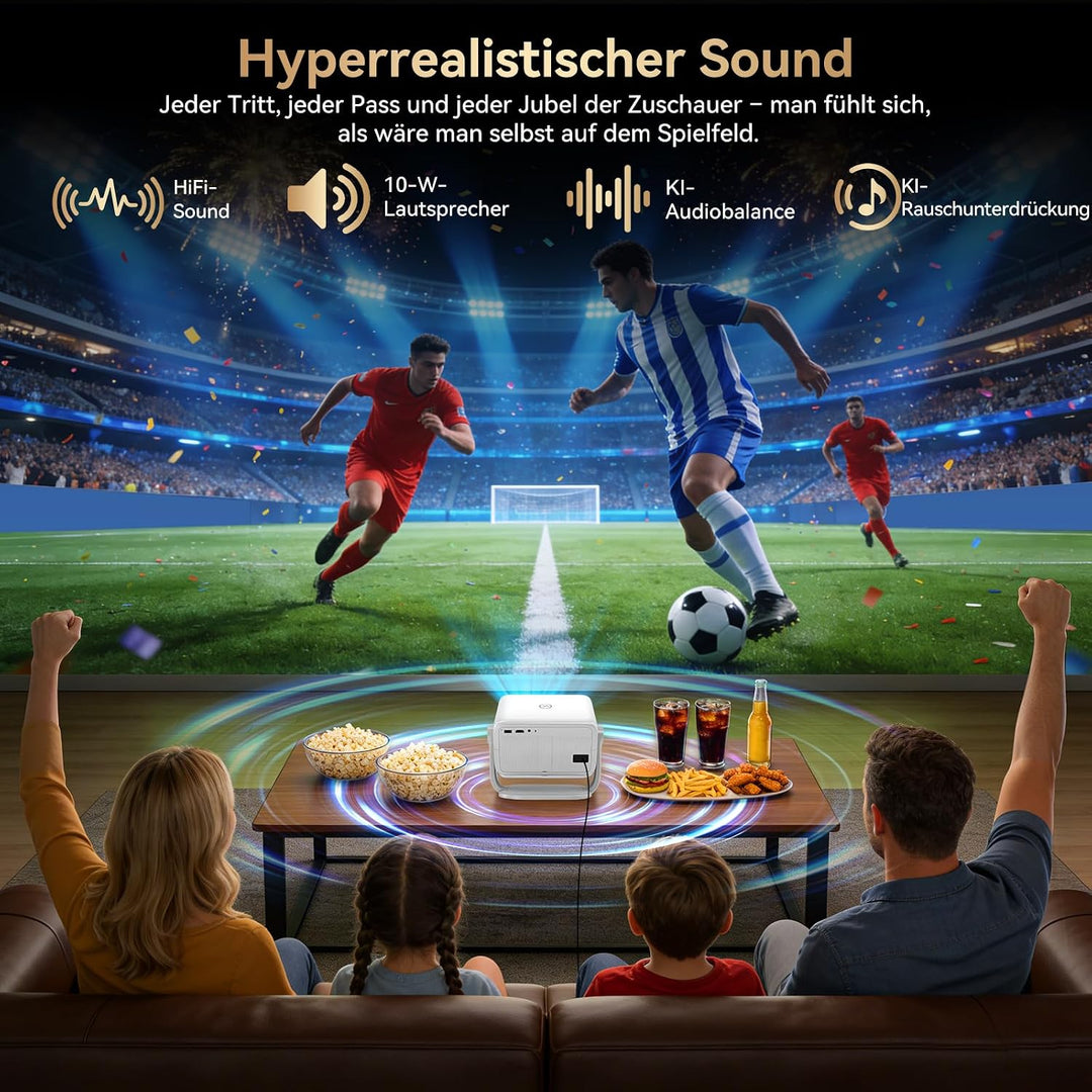 Beamer 4k 【Kompatibel mit Netflix/360° Drehbar】,Smart Beamer mit Autofokus/6D Trapezkorrektur,1080P