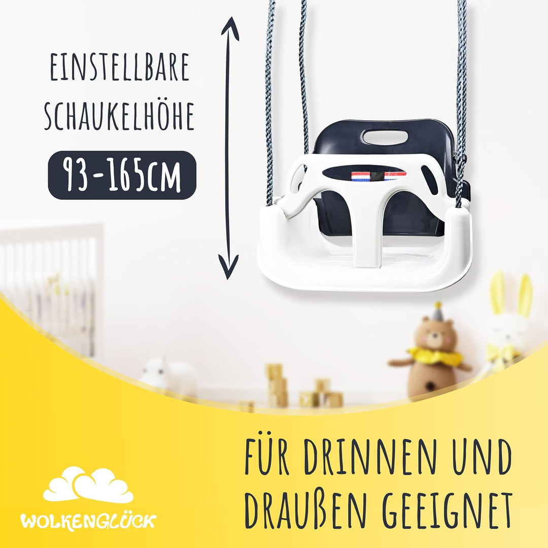 WOLKENGLÜCK® Babyschaukel 3 in 1 [6 Monaten bis 6+ Jahre] - Mitwachsende Kinderschaukel für Outdoor