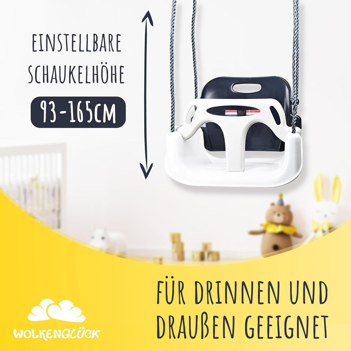 WOLKENGLÜCK® Babyschaukel 3 in 1 [6 Monaten bis 6+ Jahre] - Mitwachsende Kinderschaukel für Outdoor