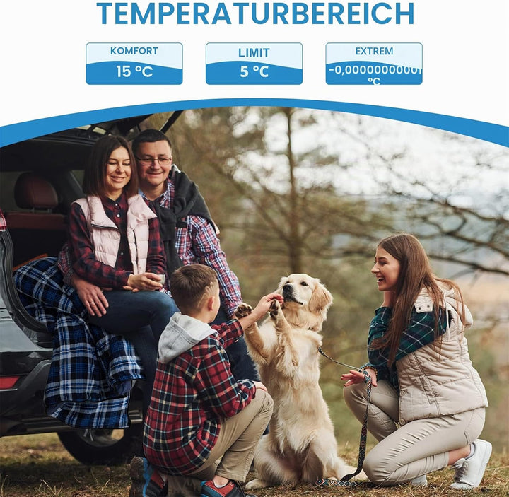 Baumwollflanell-Doppelschlafsack für Camping, Wandern oder Wandern. Queen Size 2 Person wasserdichte