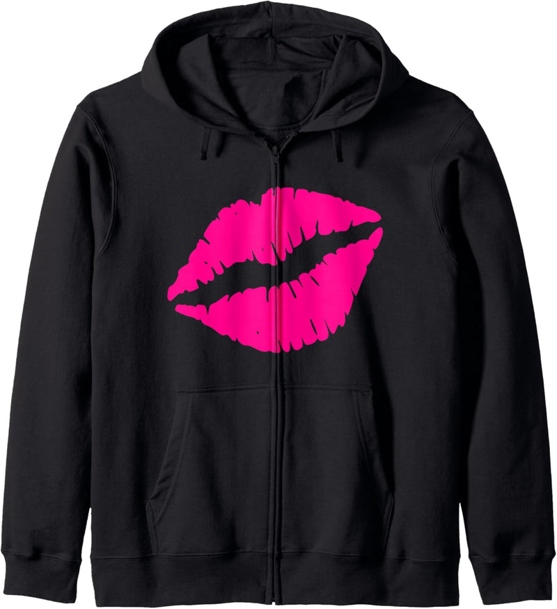 Big Kiss Rosa Lippen Kapuzenjacke