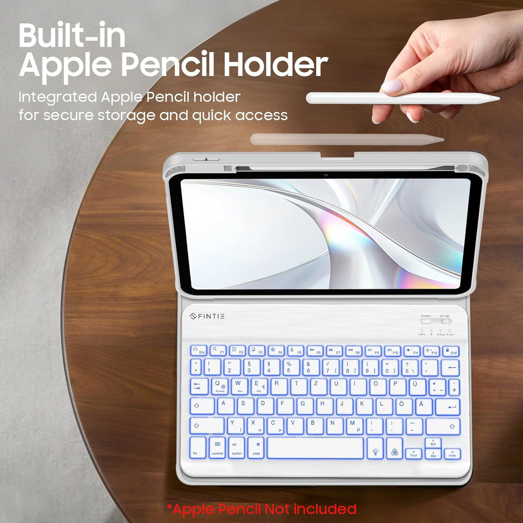 FINTIE Hülle mit Tastatur für iPad A16 11 Generation/10 Gen (11/10.9 Zoll, 2025/2022), 7-farbige Hin