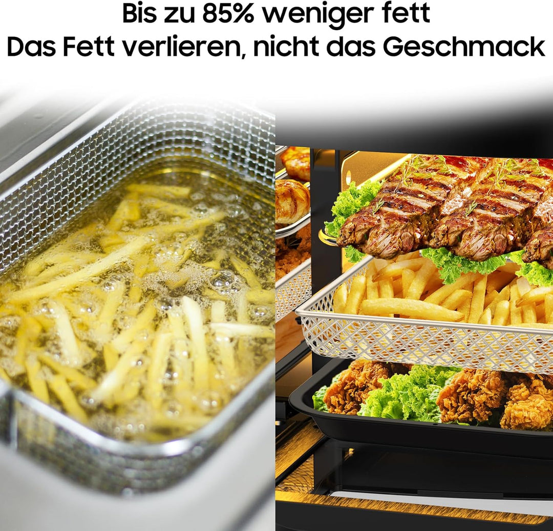 Iceagle Heissluftfritteuse 2 kammern Airfryer 12L - 2600W Heissluftfriteuse XXL mit Sichtfenster | F