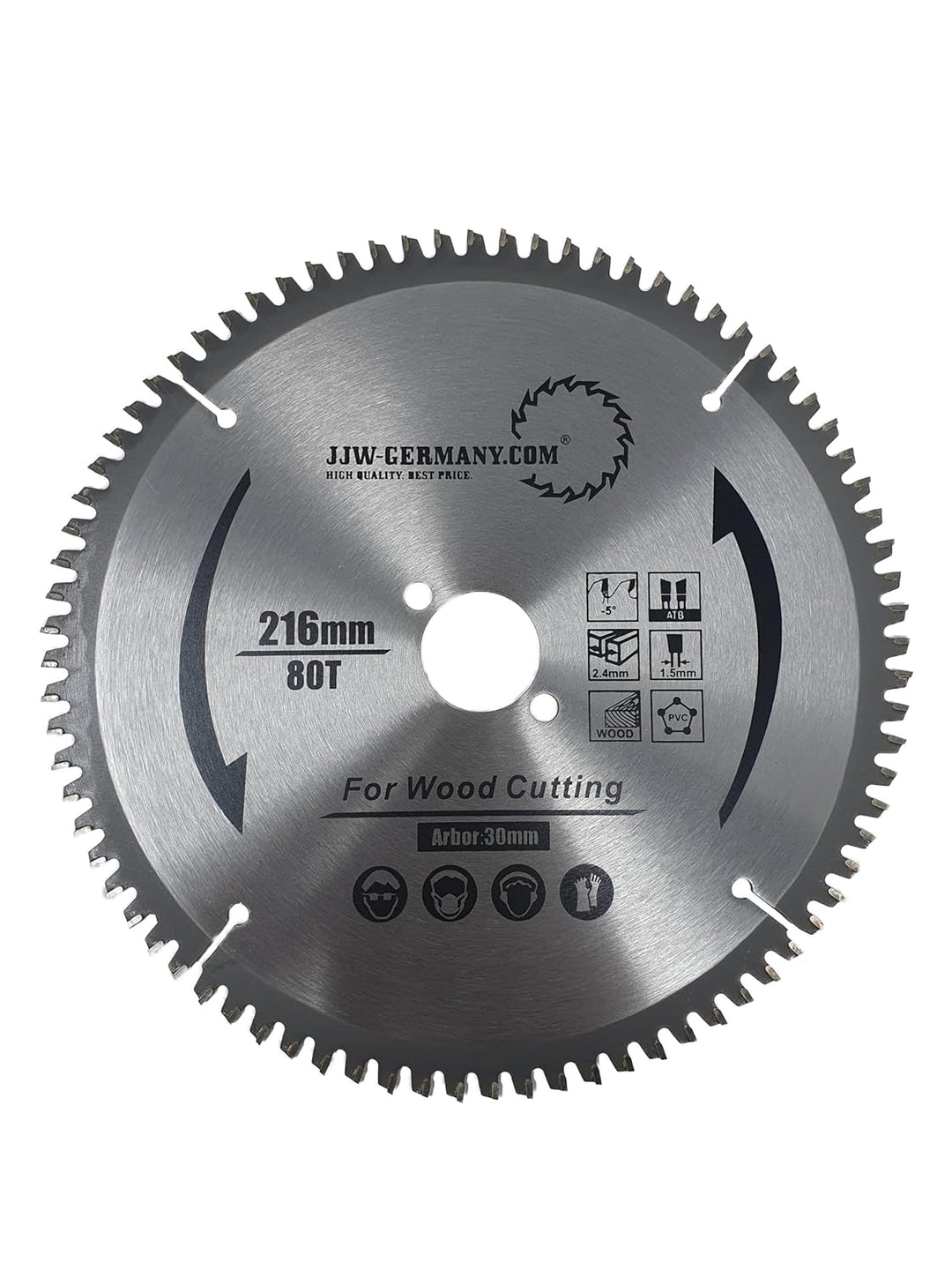 HM-Kreissägeblätter (216 x 30 Z= 80 WZ) negativer Spanwinkel für Kappsägen in Industriequalität 216