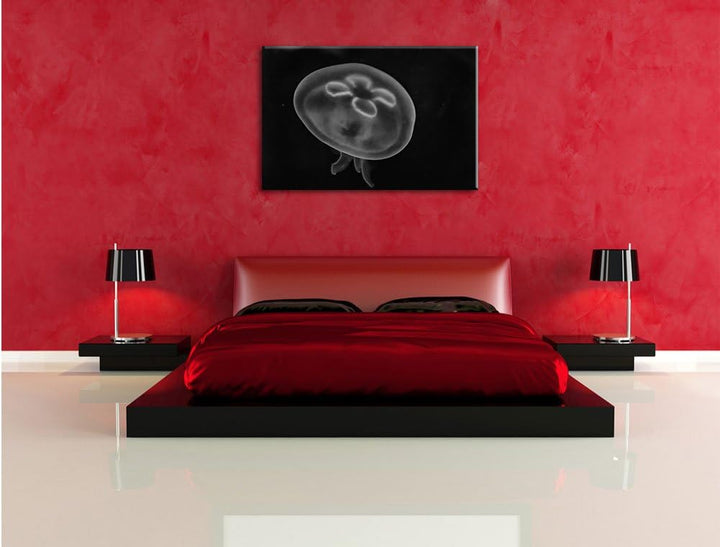 Pixxprint Leuchtend Blaue Qualle / 100x70cm Leinwandbild bespannt auf Holzrahmen/Wandbild Kunstdruck