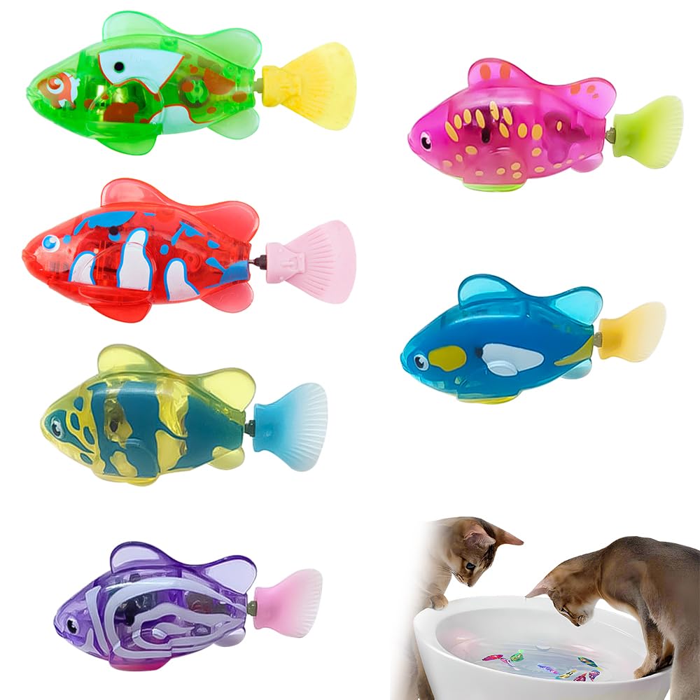 6PCS Elektronischer Haustier Fisch, Schwimmen Roboter Fisch Spielzeug für Katzen, Elektrisches Fisch