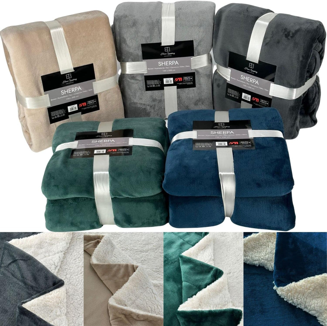 Euromat Sherpa Mikrofaserdecke, Flanell Kuscheldecke, Wohndecke, Bettüberwurf 150x200 cm (Beige), Be