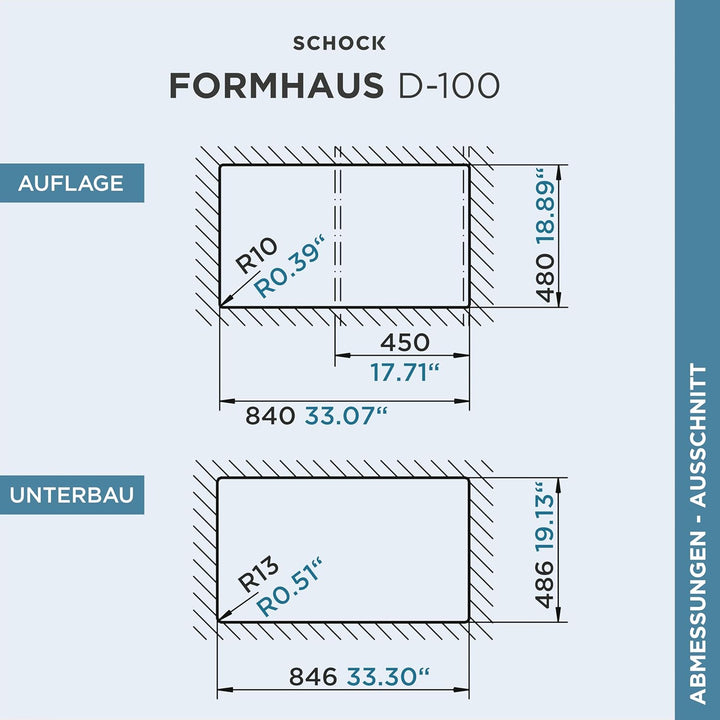 SCHOCK Küchenspüle 86 x 50 cm Formhaus D-100 Croma - CRISTALITE Granitspüle ab 45 cm Unterschrank-Br