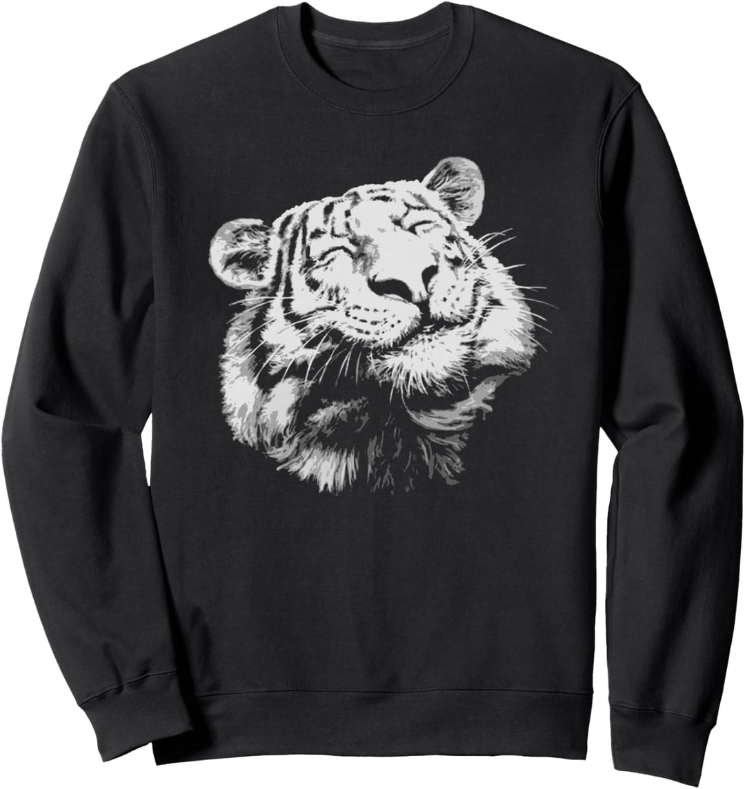 Happy Tiger Face Cute Furry Tiger Big Cat King Get Em 80s Sweatshirt