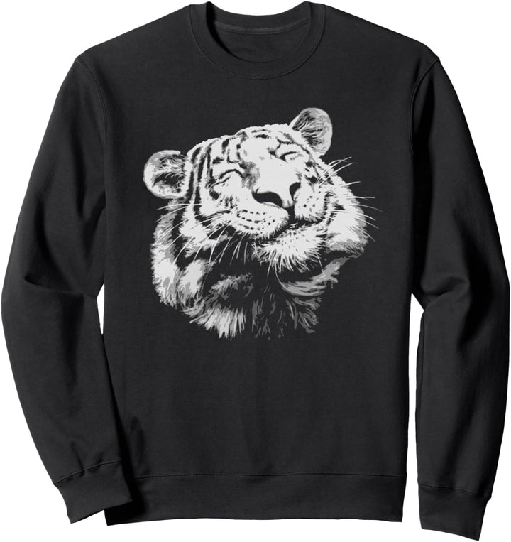 Happy Tiger Face Cute Furry Tiger Big Cat King Get Em 80s Sweatshirt