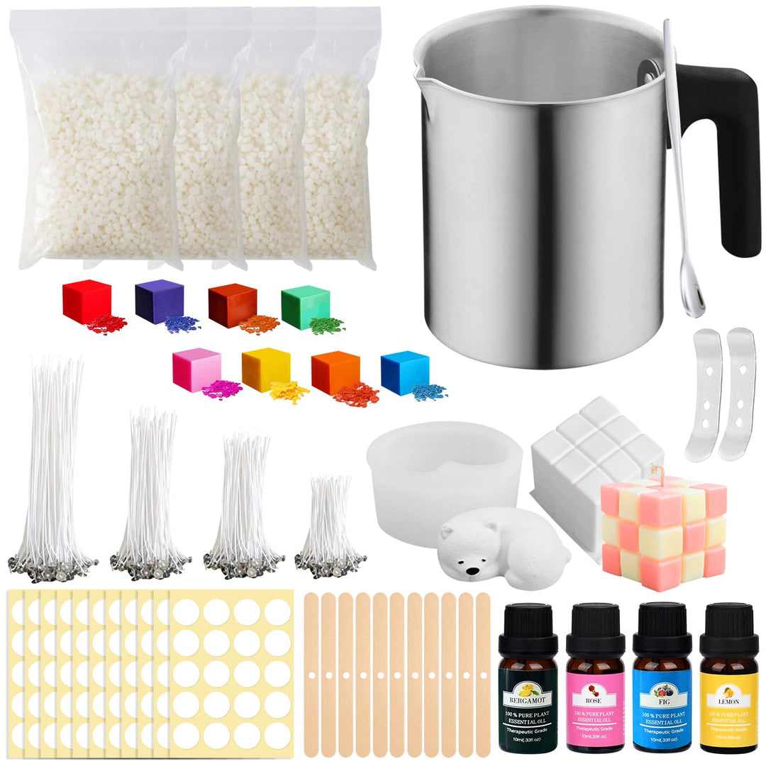 SAMISO Kerzen Selber Machen Set,Kerzenherstellung Kit,Kerzenherstellung Topf,8 Kerzenfarbe,1.2L Schm