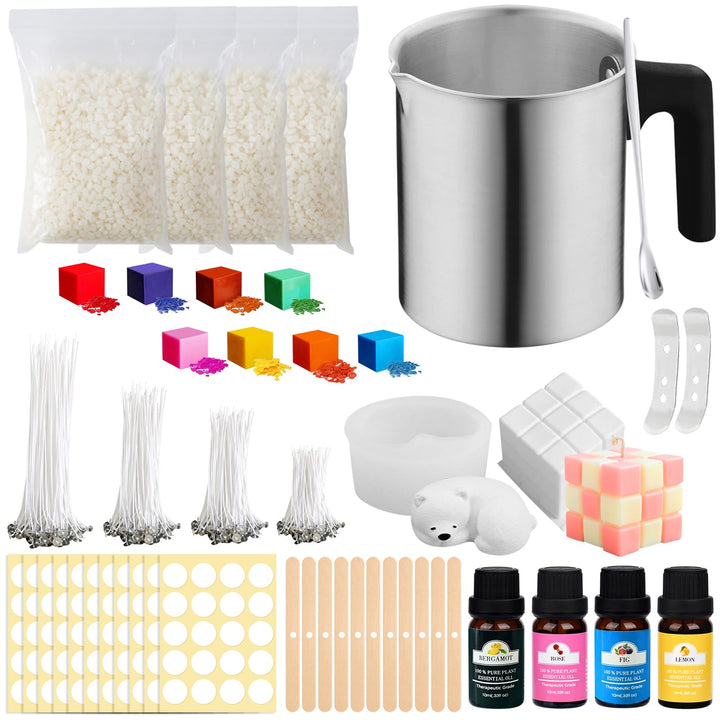 SAMISO Kerzen Selber Machen Set,Kerzenherstellung Kit,Kerzenherstellung Topf,8 Kerzenfarbe,1.2L Schm