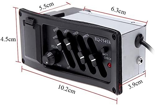 Jiayouy Guitar Pickup 4 Band EQ-7545R Preamp Amplifier Equalizer Tuner Piezo Pickup for Acoustic Gui