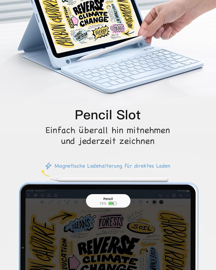 Inateck Tastatur Hülle kompatibel mit iPad 10 Gen.10,9"/11 Gen. A16 2025 11 Zoll, iPad Air 11" M3/M2